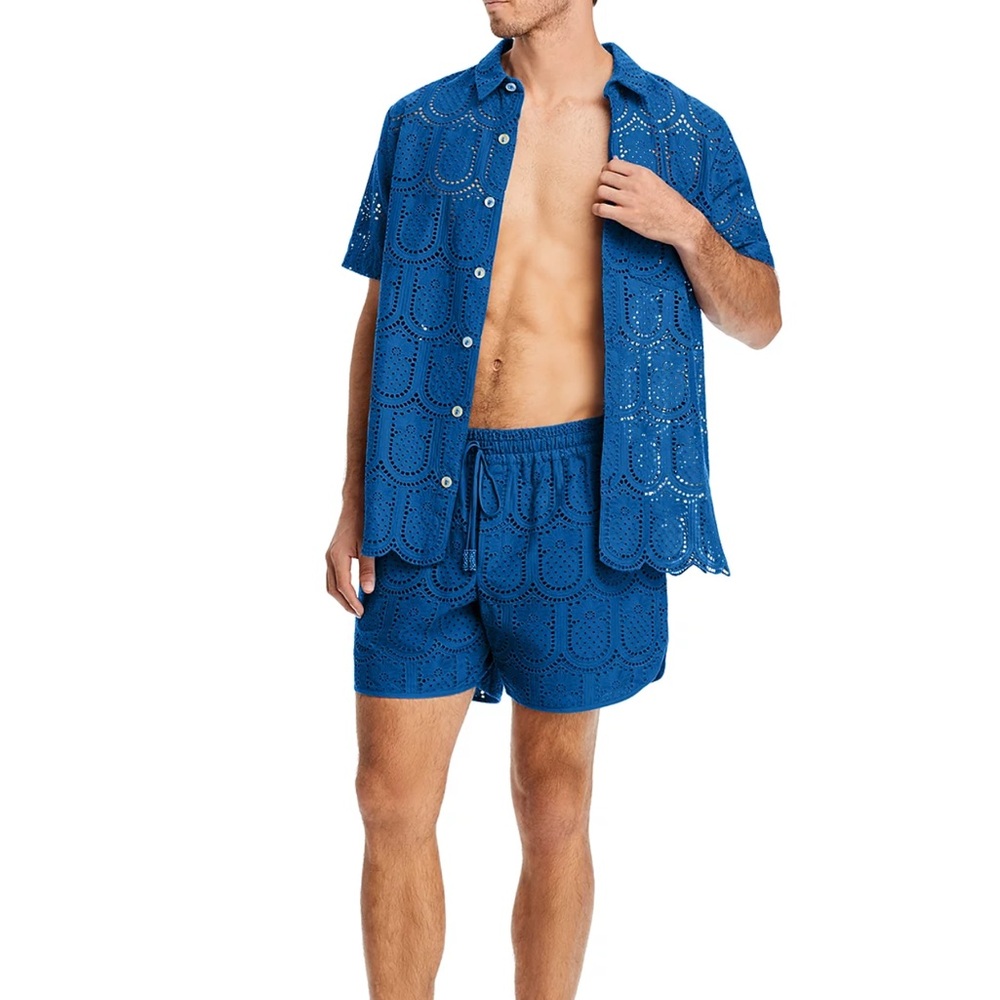 NWT Farm Rio Pineapple eyelet shorts blue size S